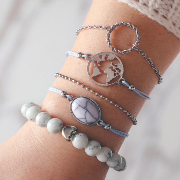 @shopBMC Jewelry - Women's GOLD GRAY BOHEMIAN 5pc. BRACELET SET OS